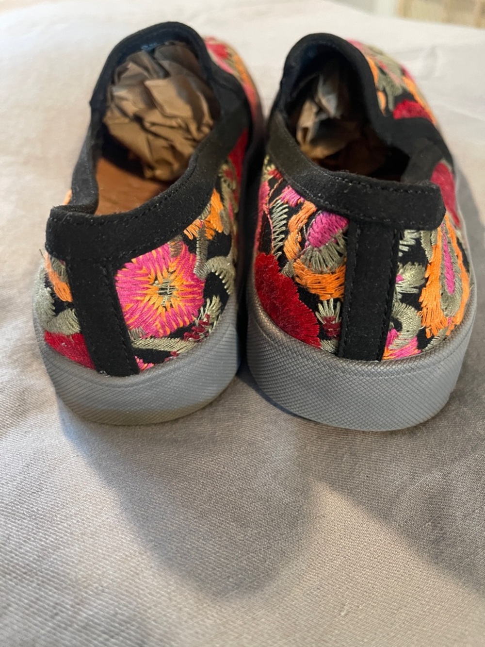 BareTraps Black Slip-On Flats with Red Floral Embroidery - Picture 4 of 8